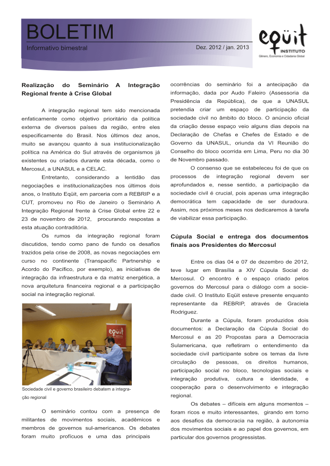 Boletim EQUIT Dez-Jan 2013