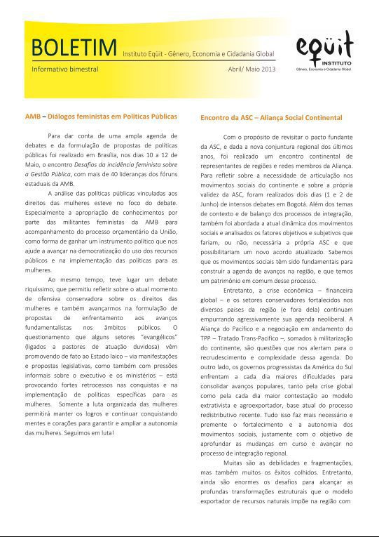 Boletim EQUIT Abril-Maio 2013