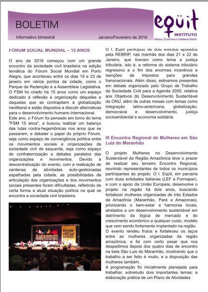 Boletim janeiro – fevereiro de 2016