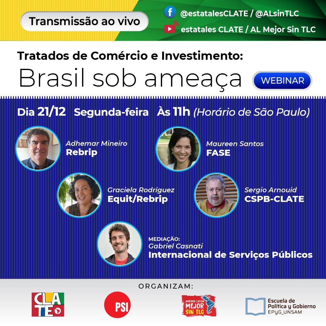 WEBINARIO: “Tratados de Comércio e Investimento: Brasil sob ameaça”